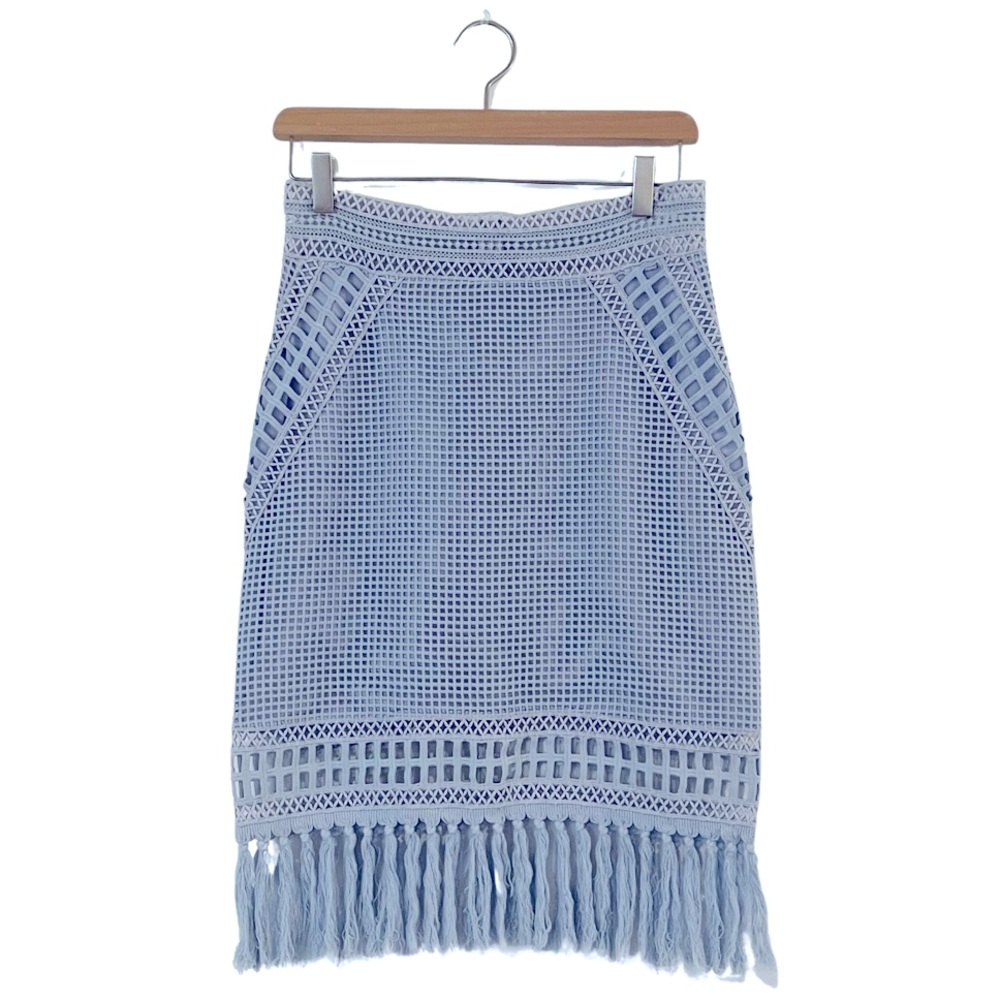 Jonathan Simkhai Blue Crochet Fringe Skirt size Small
